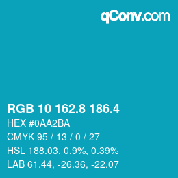 カラーコード: RGB 10 162.8 186.4 | qconv.com