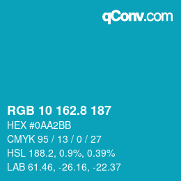 カラーコード: RGB 10 162.8 187 | qconv.com