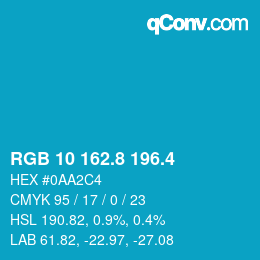 カラーコード: RGB 10 162.8 196.4 | qconv.com