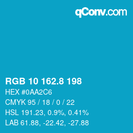 カラーコード: RGB 10 162.8 198 | qconv.com