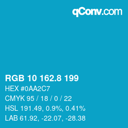 カラーコード: RGB 10 162.8 199 | qconv.com