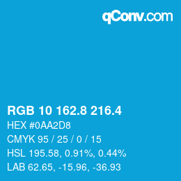 カラーコード: RGB 10 162.8 216.4 | qconv.com