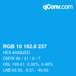 カラーコード: RGB 10 162.8 237 | qconv.com