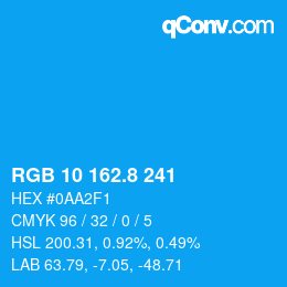 カラーコード: RGB 10 162.8 241 | qconv.com