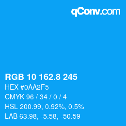 カラーコード: RGB 10 162.8 245 | qconv.com
