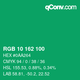 Color code: RGB 10 162 100 | qconv.com