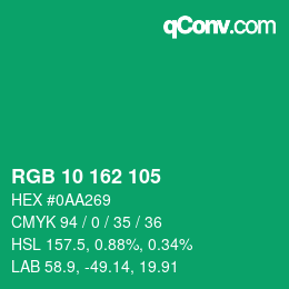 カラーコード: RGB 10 162 105 | qconv.com