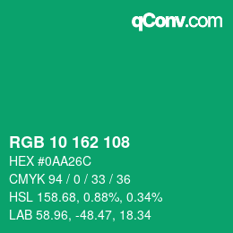 Color code: RGB 10 162 108 | qconv.com