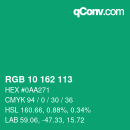 カラーコード: RGB 10 162 113 | qconv.com