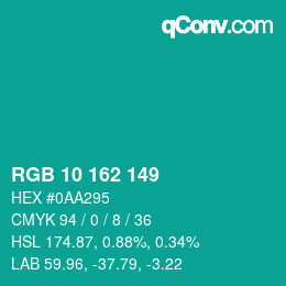 Farbcode: RGB 10 162 149 | qconv.com