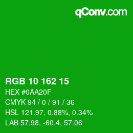 Color code: RGB 10 162 15 | qconv.com