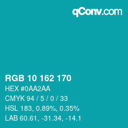 カラーコード: RGB 10 162 170 | qconv.com