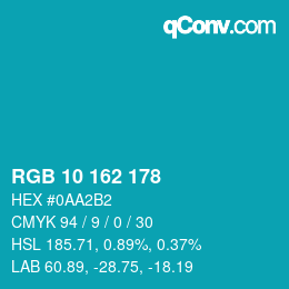 Color code: RGB 10 162 178 | qconv.com