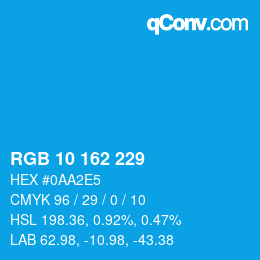 カラーコード: RGB 10 162 229 | qconv.com