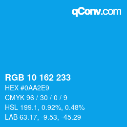 カラーコード: RGB 10 162 233 | qconv.com