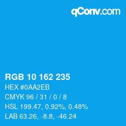 カラーコード: RGB 10 162 235 | qconv.com