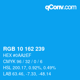 カラーコード: RGB 10 162 239 | qconv.com