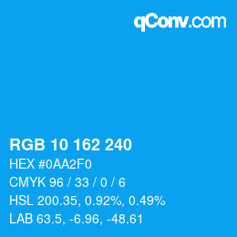 Color code: RGB 10 162 240 | qconv.com