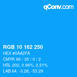 Color code: RGB 10 162 250 | qconv.com