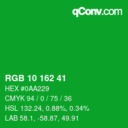 Color code: RGB 10 162 41 | qconv.com