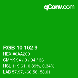Color code: RGB 10 162 9 | qconv.com