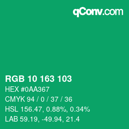 颜色代码: RGB 10 163 103 | qconv.com