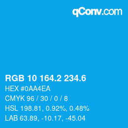 カラーコード: RGB 10 164.2 234.6 | qconv.com