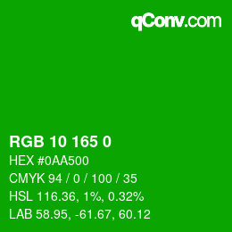 Color code: RGB 10 165 0 | qconv.com