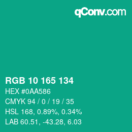 Color code: RGB 10 165 134 | qconv.com