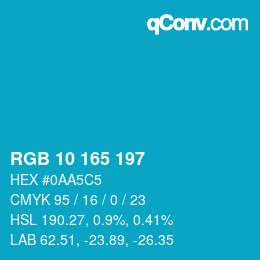 Color code: RGB 10 165 197 | qconv.com