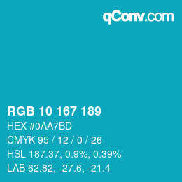颜色代码: RGB 10 167 189 | qconv.com