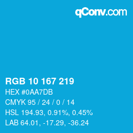 Color code: RGB 10 167 219 | qconv.com