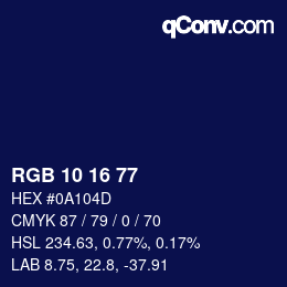 Color code: RGB 10 16 77 | qconv.com