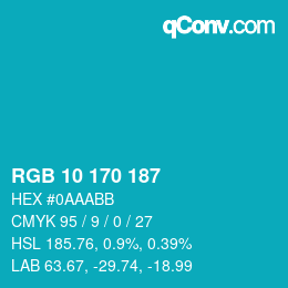 Color code: RGB 10 170 187 | qconv.com