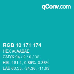 颜色代码: RGB 10 171 174 | qconv.com