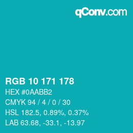 颜色代码: RGB 10 171 178 | qconv.com