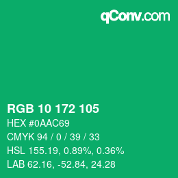 Color code: RGB 10 172 105 | qconv.com