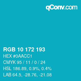 カラーコード: RGB 10 172 193 | qconv.com