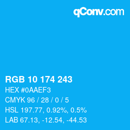 Color code: RGB 10 174 243 | qconv.com