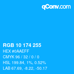 Color code: RGB 10 174 255 | qconv.com