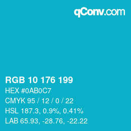 カラーコード: RGB 10 176 199 | qconv.com