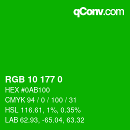 Color code: RGB 10 177 0 | qconv.com