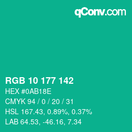 Color code: RGB 10 177 142 | qconv.com