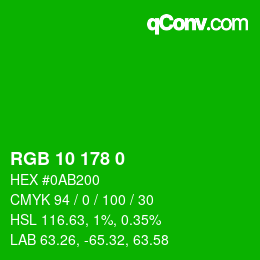 カラーコード: RGB 10 178 0 | qconv.com
