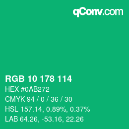 颜色代码: RGB 10 178 114 | qconv.com