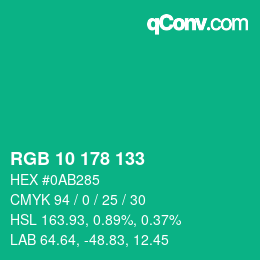 Color code: RGB 10 178 133 | qconv.com