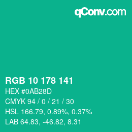 Color code: RGB 10 178 141 | qconv.com