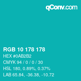 Color code: RGB 10 178 178 | qconv.com