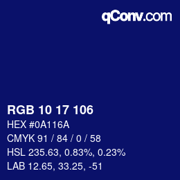 Color code: RGB 10 17 106 | qconv.com