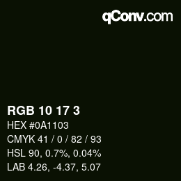 Farbcode: RGB 10 17 3 | qconv.com